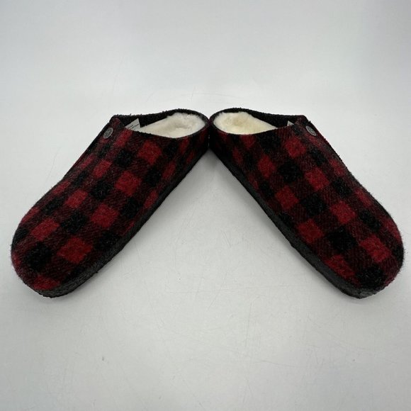 Birkenstock Zermatt Rivet Women’s 8 Wool Clogs Narrow Unisex Slippers Plaid Red - Picture 8 of 12